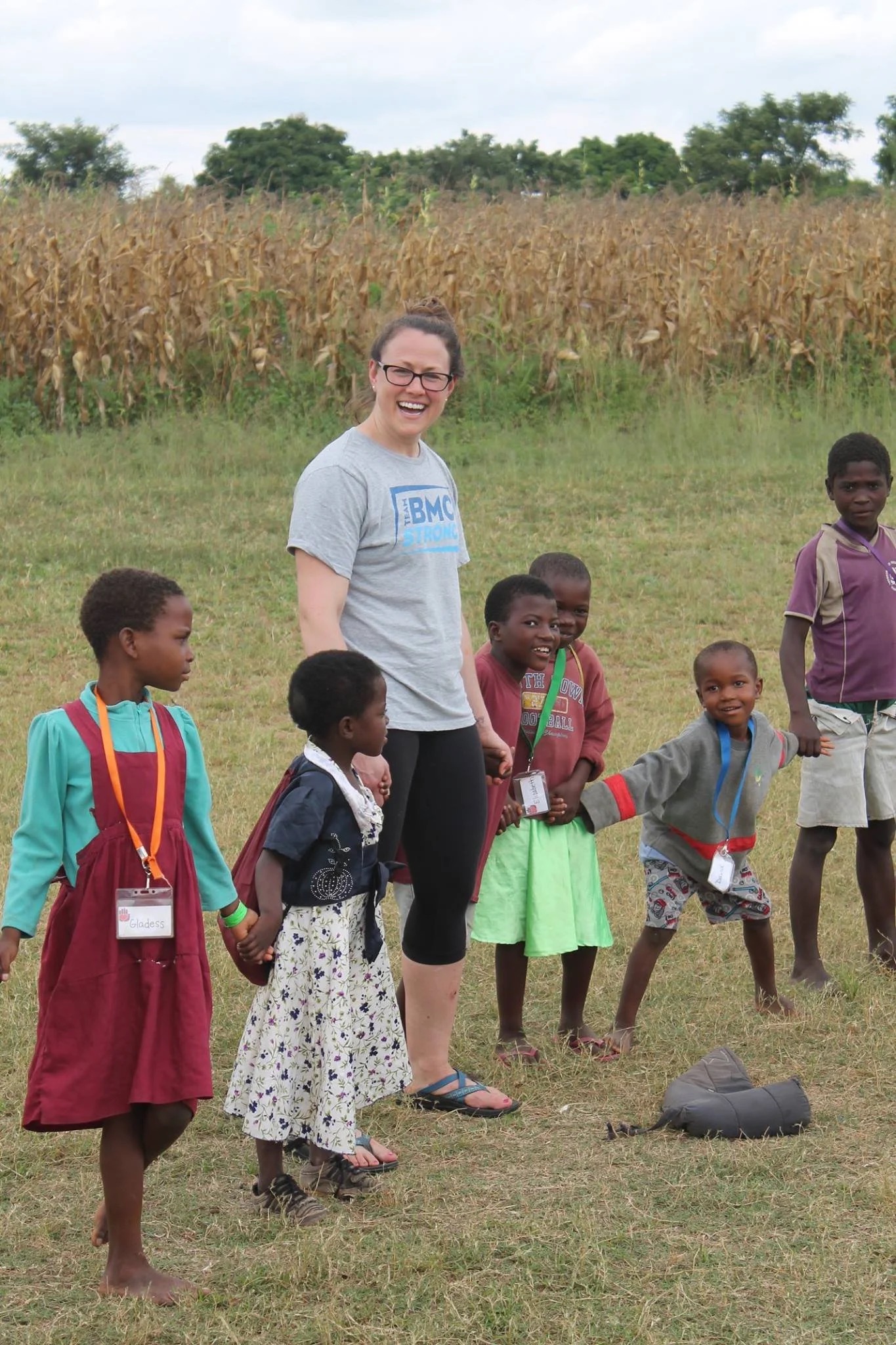Danielle with children in Malawi